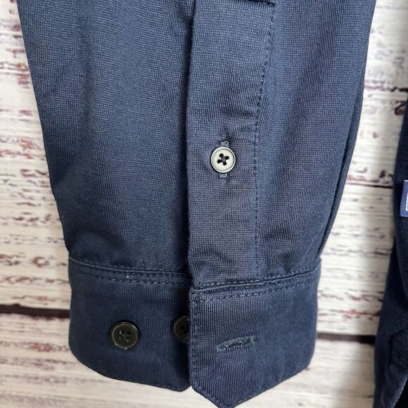 Mizzen+Main Polo Mens Medium Trim Fit Navy Blue L/S Pullover Shirt Performance - Picture 5 of 11